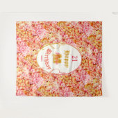 フローラエレガントピンクハッピー21歳の誕生日の背景 タペストリー (正面(横))