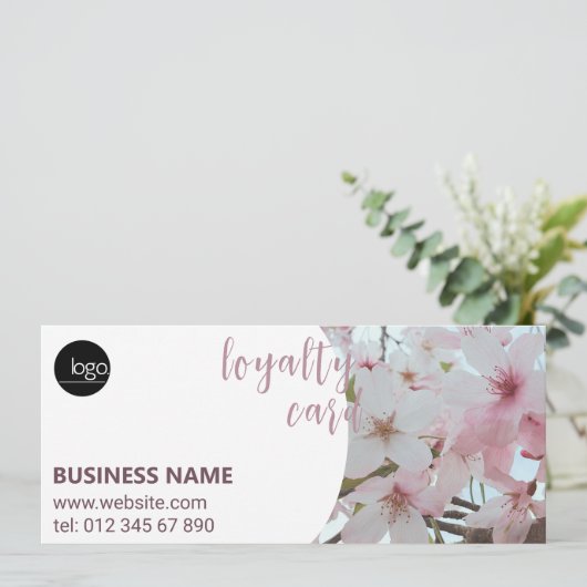 フローラエレガントピンクビジネスロゴ10ロイヤリティカード (スタンド正面)