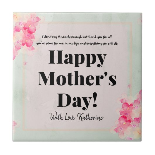 フローラエレガントピンクフラワーハッピーマザーズ・デイ タイル (正面)
