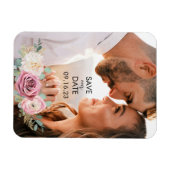 フローラエレガントピンクブラック日付磁石を保存 マグネット (横)