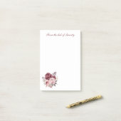 フローラエレガントピンクブルゴーニュ水彩牡丹 ポストイット (デスク上)