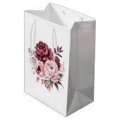 フローラエレガントピンクブルゴーニュ水彩牡丹 ミディアムペーパーバッグ (裏面アングル)