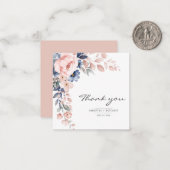 フローラエレガントピンクブルーウォーター色サンキューカード ノートカード (正面/裏面インサイチュ)