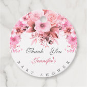 フローラエレガントピンクベビーシャワーありがとう フェイバータグ (正面)