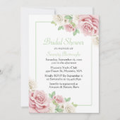 フローラエレガントピンクホワイトローズブライダルシャワー 招待状 (正面)