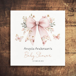 フローラエレガントピンクボウガール赤ちゃんシャワー スタンダードカクテルナプキン