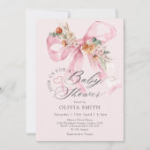 フローラエレガントピンクボウベイビーシャワー 招待状 (正面)