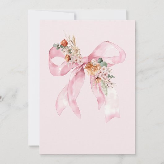 フローラエレガントピンクボウベイビーシャワー 招待状 (裏面)