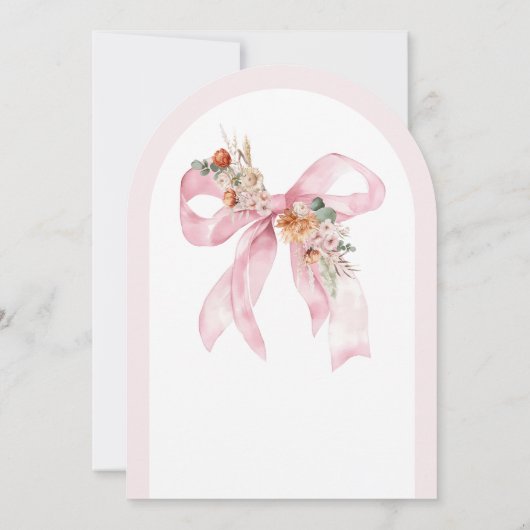 フローラエレガントピンクボウベビーイン開花ベビーシャワー 招待状 (裏面)