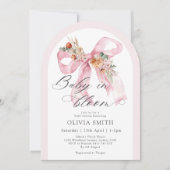 フローラエレガントピンクボウベビーイン開花ベビーシャワー 招待状 (正面)