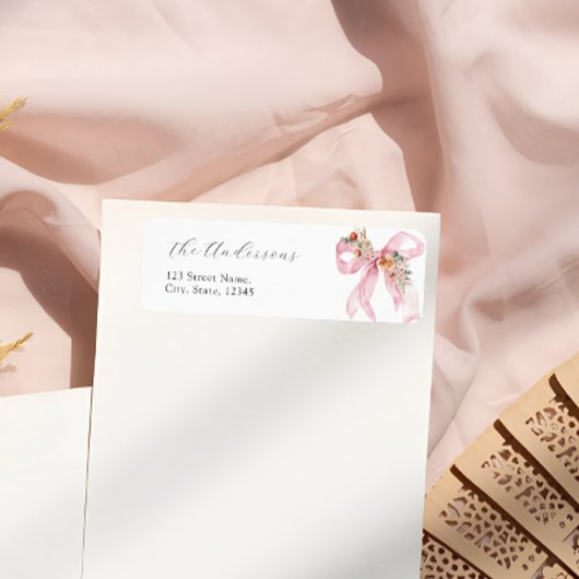 フローラエレガントピンクボウベビーシャワー差出人住所 ラベル