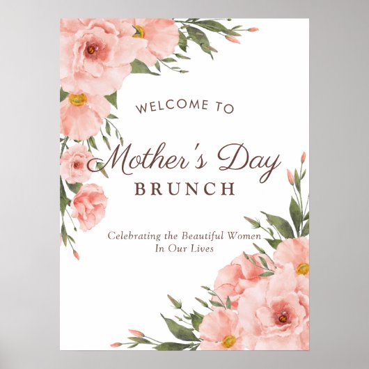 フローラエレガントピンクマザーズデイブランチへようこそ ポスター (正面)