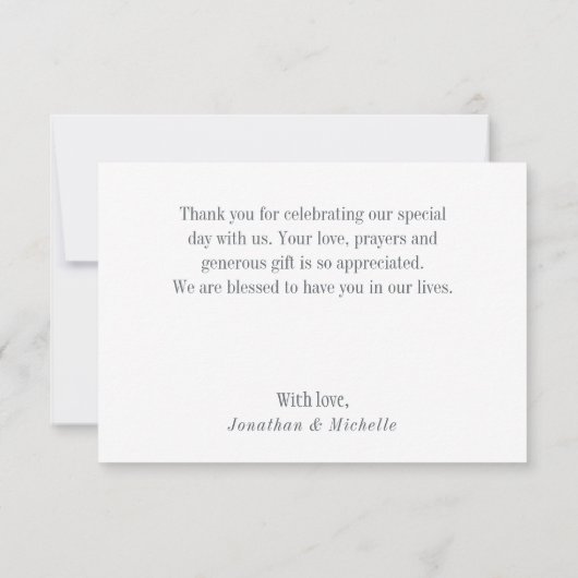 フローラエレガントピンクローズヴィンテージウェディング サンキューカード (裏面)