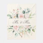 フローラエレガントピンク赤面水彩氏そしてミセス フリースブランケット (正面)