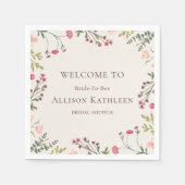 フローラエレガントピンク&グリーンブライダルシャワー スタンダードカクテルナプキン (正面)