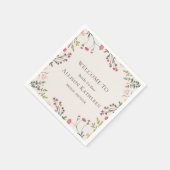 フローラエレガントピンク&グリーンブライダルシャワー スタンダードカクテルナプキン (角)