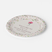 フローラエレガントピンク&グリーンブライダルシャワー ペーパープレート (アングル)