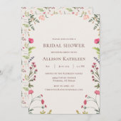 フローラエレガントピンク&グリーンブライダルシャワー 招待状 (正面/裏面)