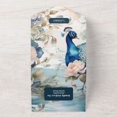 フローラエレガントピーコックチノイスリー結婚ズ オールインワン招待状 (外側)