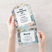 フローラエレガントピーコックチノイスリー結婚ズ オールインワン招待状 (貼ってはがせる)