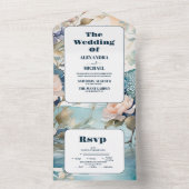 フローラエレガントピーコックチノイスリー結婚ズ オールインワン招待状 (内側)