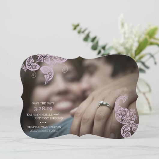 フローラエレガントピーコックパープルフォトセーブ日付 セーブザデート (スタンド正面)