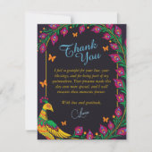 フローラエレガントピーコックフォークアートフィエスタキンセアニェラ サンキューカード (正面)