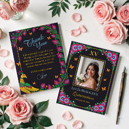 フローラエレガントピーコックフォークアートフィエスタキンセアニェラ サンキューカード