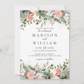 フローラエレガントピーチセージボタニッ結婚クス 招待状 (正面)