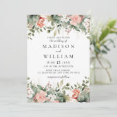 フローラエレガントピーチセージボタニッ結婚クス 招待状 (スタンド正面)