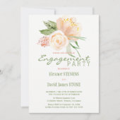 フローラエレガントピーチ金ゴールド婚約パーティ招待状 招待状 (正面)