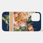 フローラエレガントピーニーピンクブルゴーニュ海軍ブルーウッド Case-Mate iPhoneケース (裏面 (横))