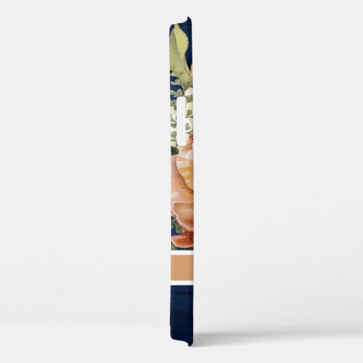 フローラエレガントピーニーピンクブルゴーニュ海軍ブルーウッド Case-Mate iPhoneケース (裏面 / 右)