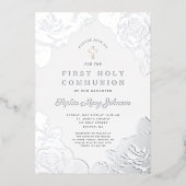 フローラエレガントファースト・コミュニオンシルバー 箔招待状 (正面)