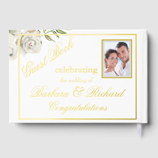 フローラエレガントフォトウェディングレセプションゴールドフォイル ゲストブック (裏面)