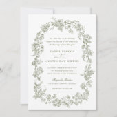 フローラエレガントフランスのセージバラ結婚ズ 招待状 (正面)