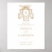 フローラエレガントフランスのバラのCrest Welcome Sign ポスター (正面)