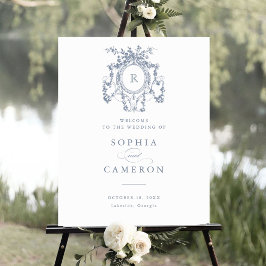 フローラエレガントフランスのバラのCrest Welcome Sign ポスター