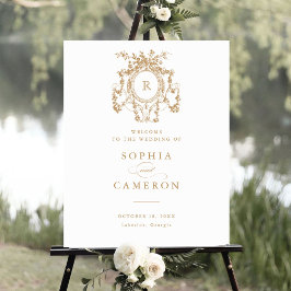 フローラエレガントフランスのバラのCrest Welcome Sign ポスター