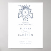 フローラエレガントフランスのバラのCrest Welcome Sign ポスター (正面)