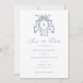 フローラエレガントフランスのバラクレストブルー救日付 招待状 (正面)