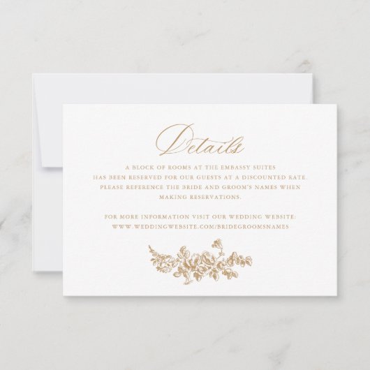 フローラエレガントフランスのバラヴィンテージウェディング詳細 招待状 (正面)