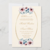 フローラエレガントフレームクリームイスラム結婚教徒 招待状 (正面)