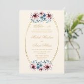 フローラエレガントフレームクリームイスラム結婚教徒 招待状 (スタンド正面)