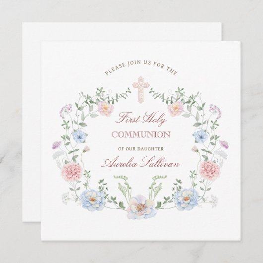 フローラエレガントフレーム最初の聖体広場 招待状 (正面/裏面)