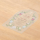 フローラエレガントフレーム最初の聖餐式 アクリル招待状 (レイダウン)