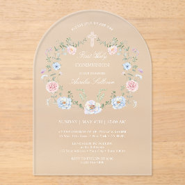 フローラエレガントフレーム最初の聖餐式 アクリル招待状