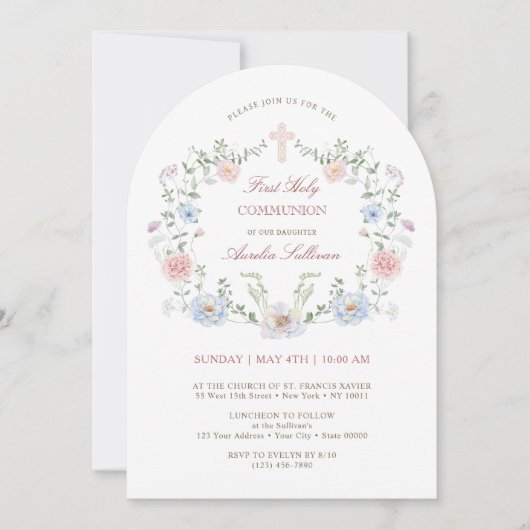 フローラエレガントフレーム最初の聖餐式 招待状 (正面)