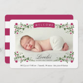 フローラエレガントフレーム梅ベビーガール写真誕生 案内状 (正面/裏面)