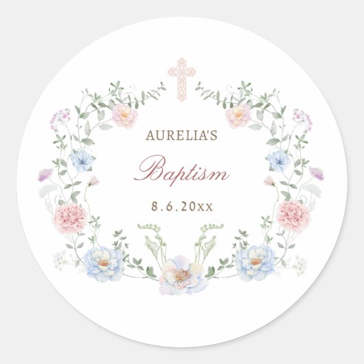 フローラエレガントフレーム洗礼 ラウンドシール (正面)